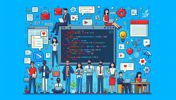 Developers in front of code planning how to do DevRel